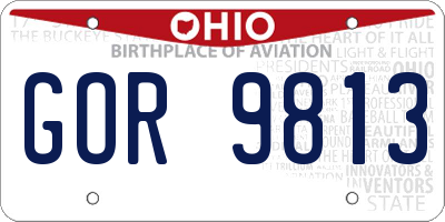 OH license plate GOR9813