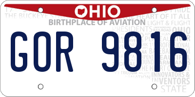 OH license plate GOR9816