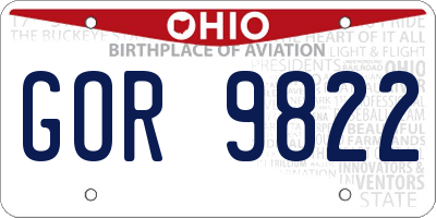 OH license plate GOR9822