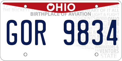 OH license plate GOR9834