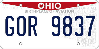 OH license plate GOR9837