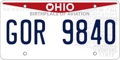 OH license plate GOR9840