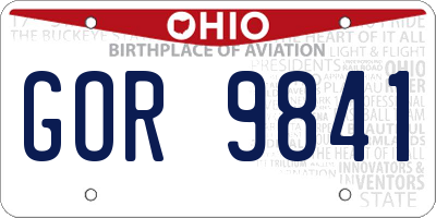 OH license plate GOR9841