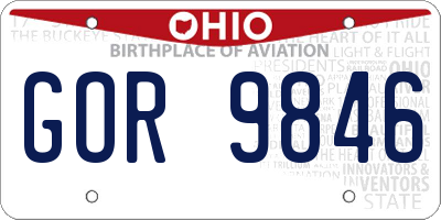 OH license plate GOR9846