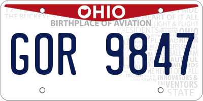 OH license plate GOR9847