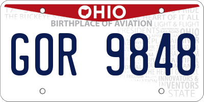 OH license plate GOR9848