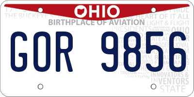 OH license plate GOR9856