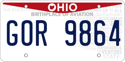 OH license plate GOR9864