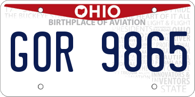 OH license plate GOR9865