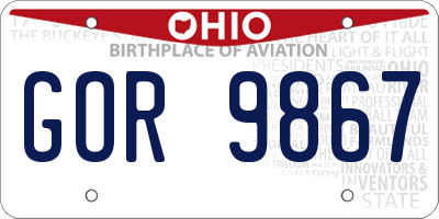 OH license plate GOR9867