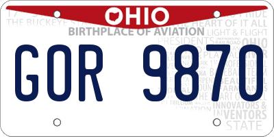 OH license plate GOR9870