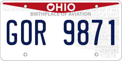 OH license plate GOR9871