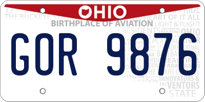 OH license plate GOR9876