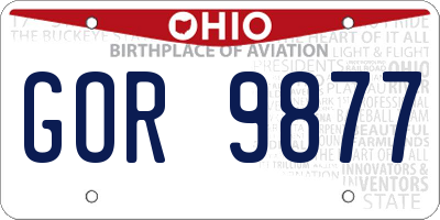 OH license plate GOR9877