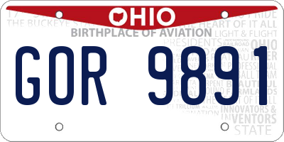 OH license plate GOR9891