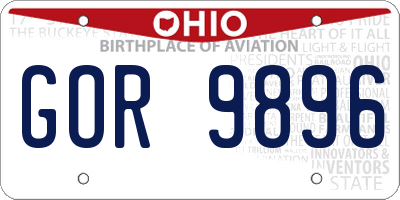 OH license plate GOR9896