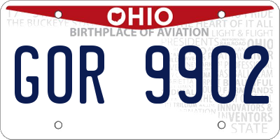 OH license plate GOR9902