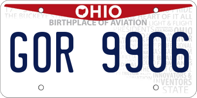 OH license plate GOR9906