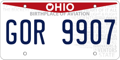 OH license plate GOR9907