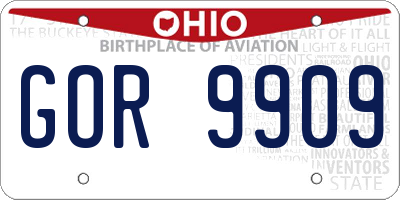 OH license plate GOR9909