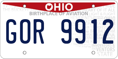 OH license plate GOR9912