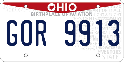 OH license plate GOR9913