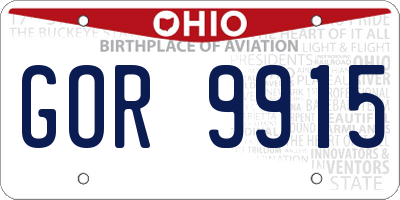 OH license plate GOR9915