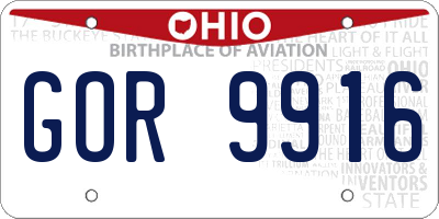 OH license plate GOR9916