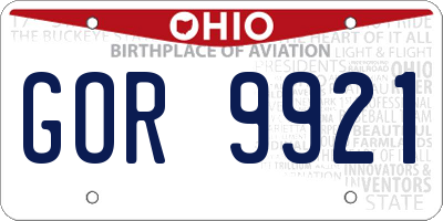 OH license plate GOR9921