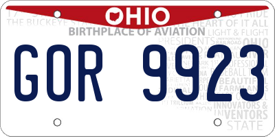 OH license plate GOR9923