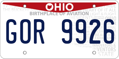 OH license plate GOR9926
