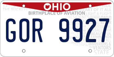 OH license plate GOR9927