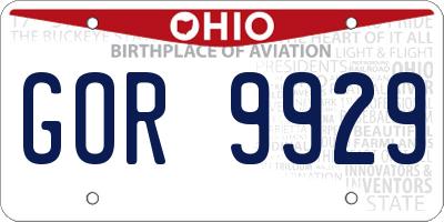 OH license plate GOR9929