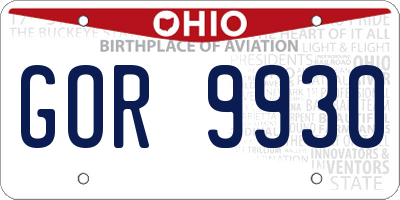 OH license plate GOR9930