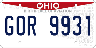 OH license plate GOR9931