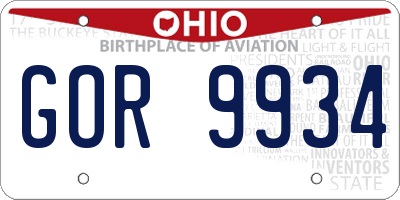 OH license plate GOR9934