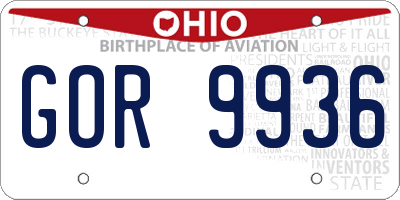 OH license plate GOR9936