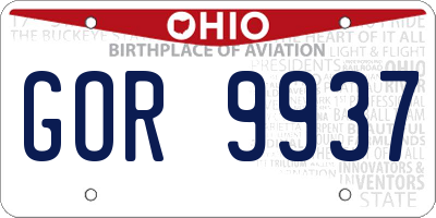 OH license plate GOR9937