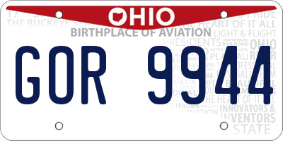 OH license plate GOR9944