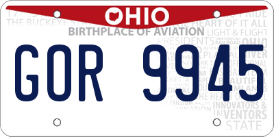 OH license plate GOR9945