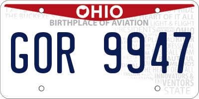 OH license plate GOR9947