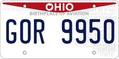 OH license plate GOR9950