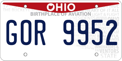OH license plate GOR9952