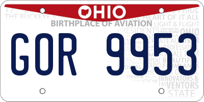 OH license plate GOR9953