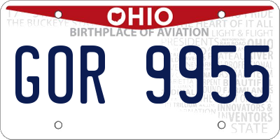 OH license plate GOR9955