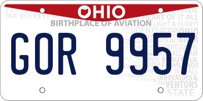 OH license plate GOR9957