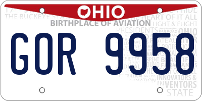 OH license plate GOR9958