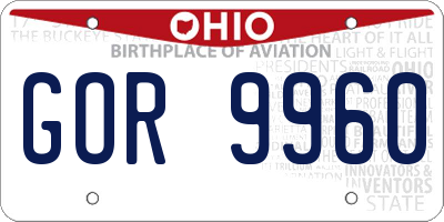 OH license plate GOR9960