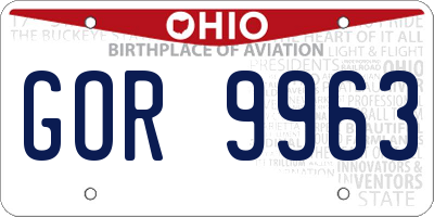 OH license plate GOR9963