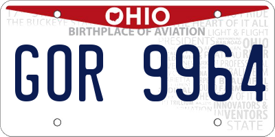 OH license plate GOR9964